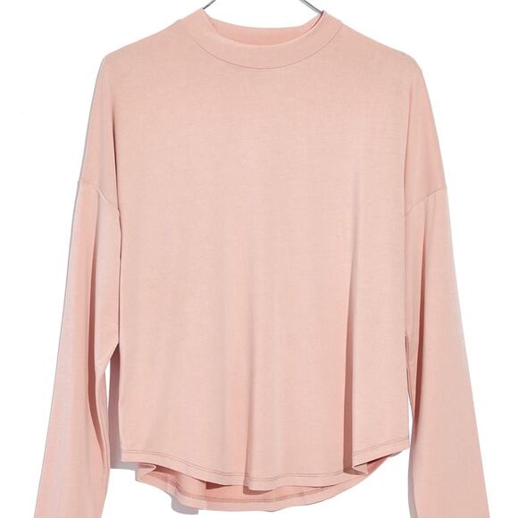 Madewell Sandwashed Mock Neck Tee In Sheer Pink Size Small - Picture 1 of 7